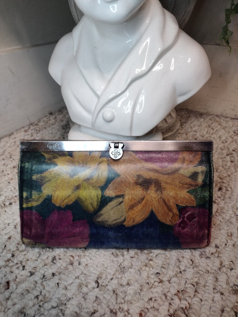 Patricia Nash Cauchy Multi-Colored Floral Leather Frame Wallet